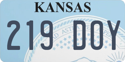 KS license plate 219DOY