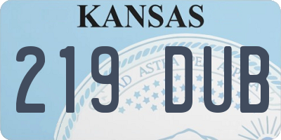 KS license plate 219DUB