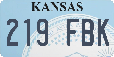 KS license plate 219FBK