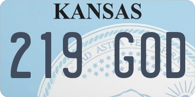 KS license plate 219GOD