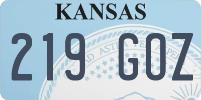 KS license plate 219GOZ