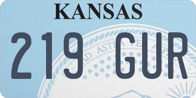 KS license plate 219GUR