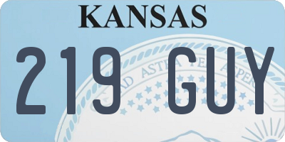 KS license plate 219GUY