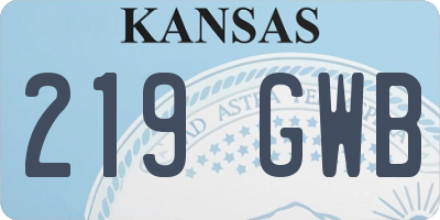 KS license plate 219GWB