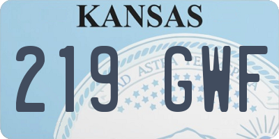 KS license plate 219GWF