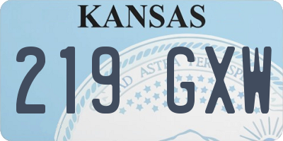 KS license plate 219GXW