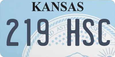 KS license plate 219HSC