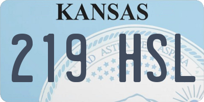 KS license plate 219HSL