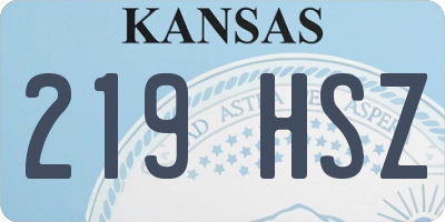 KS license plate 219HSZ