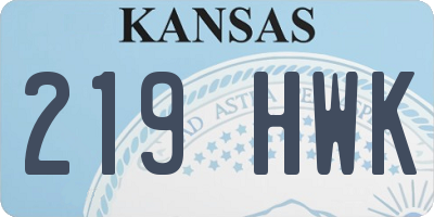 KS license plate 219HWK