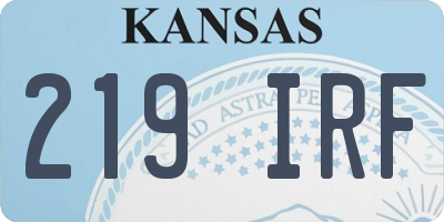 KS license plate 219IRF