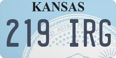 KS license plate 219IRG