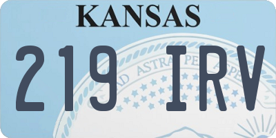 KS license plate 219IRV