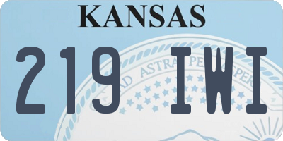 KS license plate 219IWI