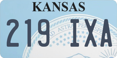 KS license plate 219IXA