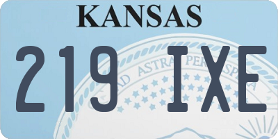 KS license plate 219IXE