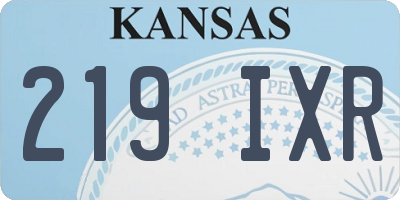 KS license plate 219IXR