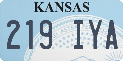 KS license plate 219IYA