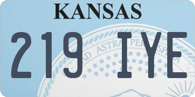 KS license plate 219IYE