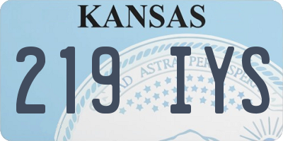 KS license plate 219IYS