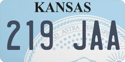 KS license plate 219JAA