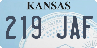 KS license plate 219JAF