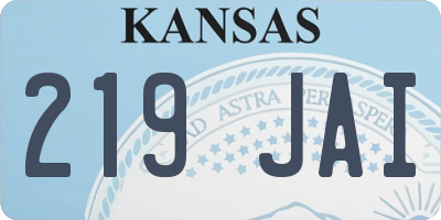 KS license plate 219JAI