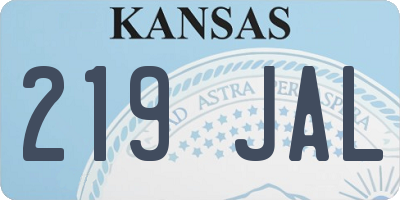 KS license plate 219JAL