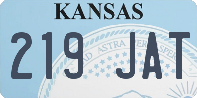 KS license plate 219JAT