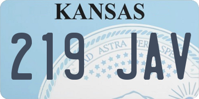KS license plate 219JAV
