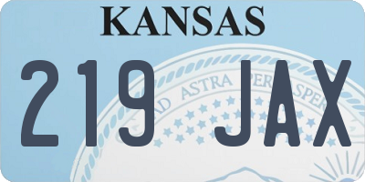 KS license plate 219JAX