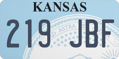 KS license plate 219JBF