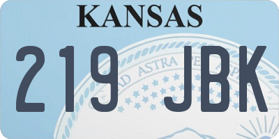 KS license plate 219JBK