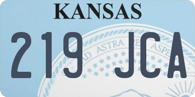 KS license plate 219JCA