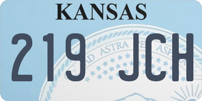 KS license plate 219JCH