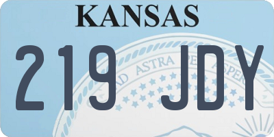 KS license plate 219JDY