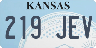 KS license plate 219JEV