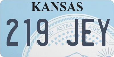 KS license plate 219JEY