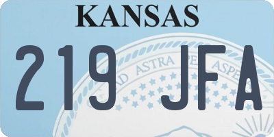 KS license plate 219JFA