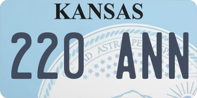 KS license plate 220ANN
