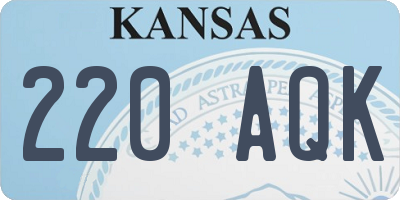 KS license plate 220AQK