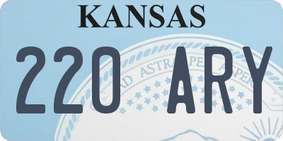 KS license plate 220ARY