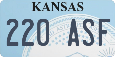 KS license plate 220ASF