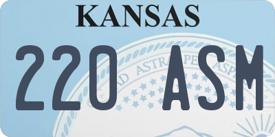 KS license plate 220ASM