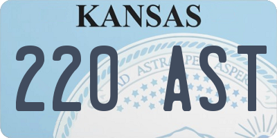 KS license plate 220AST