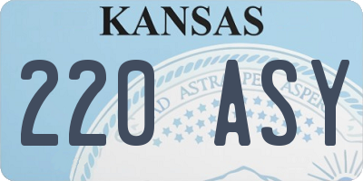 KS license plate 220ASY