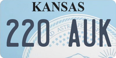 KS license plate 220AUK