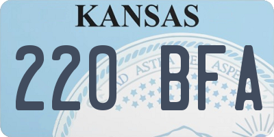 KS license plate 220BFA