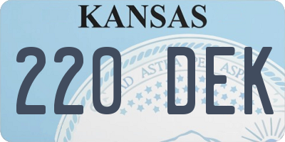 KS license plate 220DEK