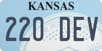 KS license plate 220DEV